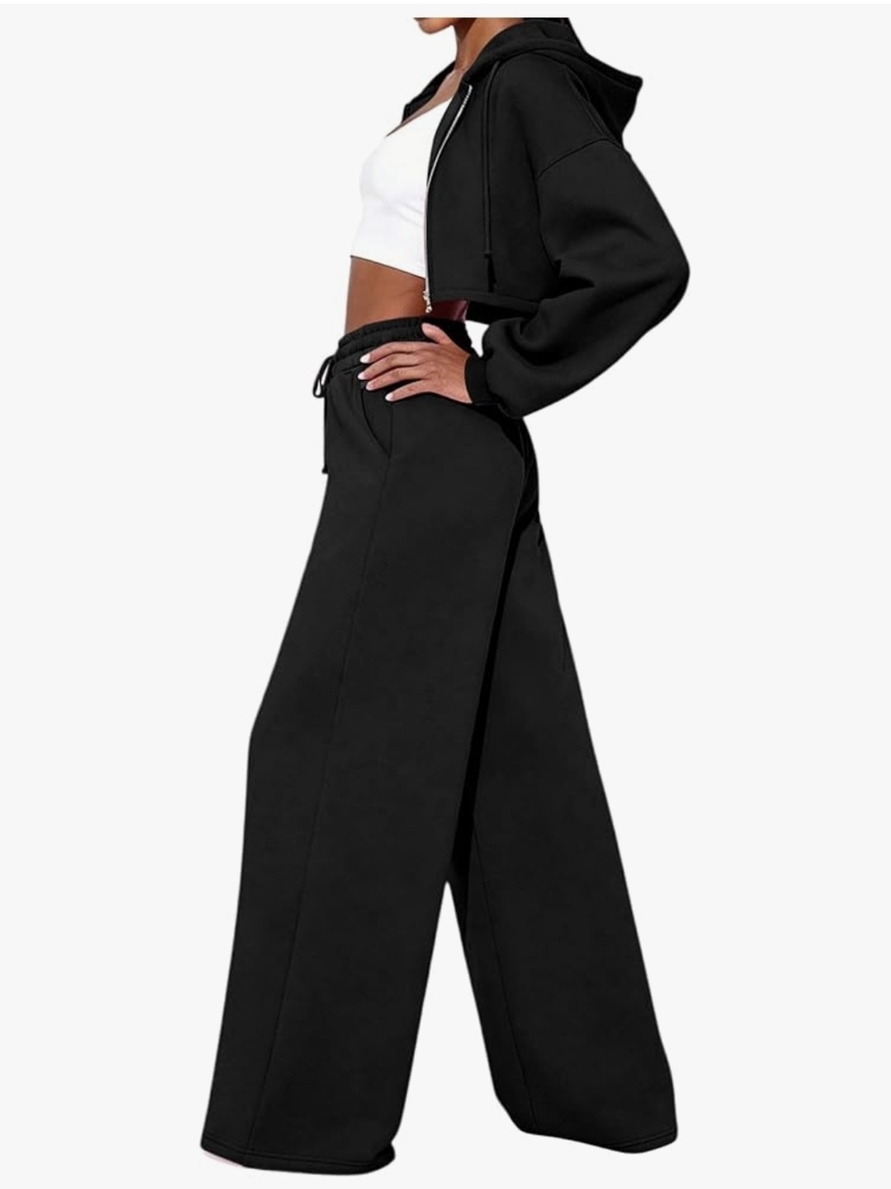 Wide Leg Drawstring Sweatpants - Gray - Picture 2 of 14